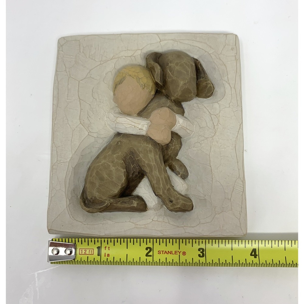 Willow Tree "A Boundless Love" Hug Dog & Child - 4"x4" Plaque w Box 2003 - Picture 4 of 7
